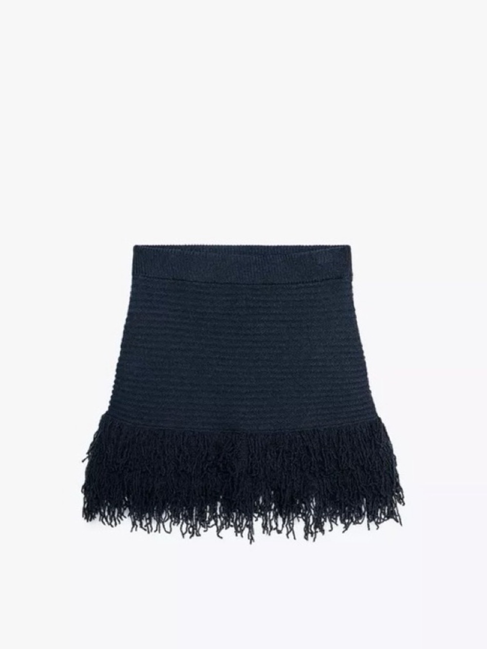 Zara Knit Fringe Mini Skirt Navy